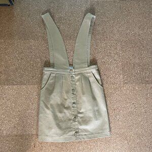 Khaki Button-Front Overall Skirt